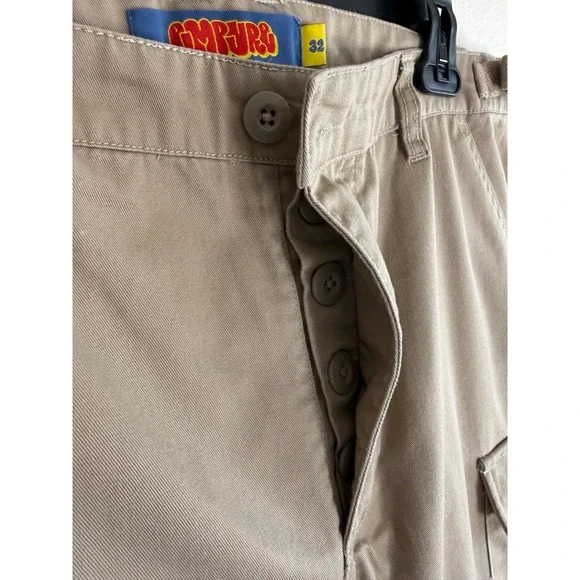 Empyre Relax Men's Skater Cargo Pants Size 32 Tan Baggy Adjustable Drawstring - Picture 6 of 9